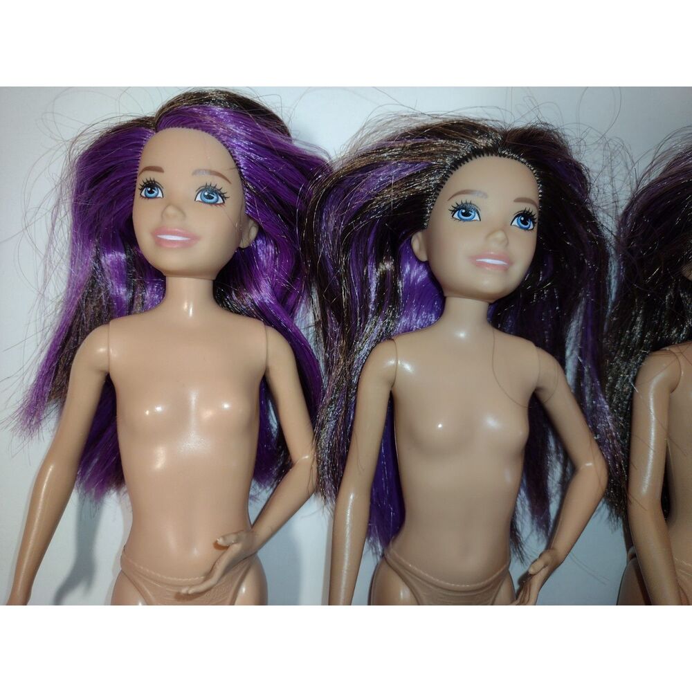 Lot of 4 Skipper Dolls Brunette Hair w/ Purple Streaks Barbie Sister Mattel 2010 - Picture 5 of 7